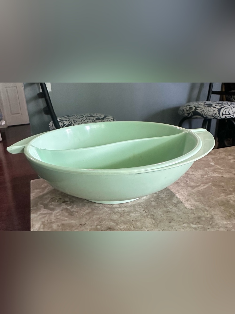 Vintage Boontonware Divided Melamine Serving Bowl Green USA